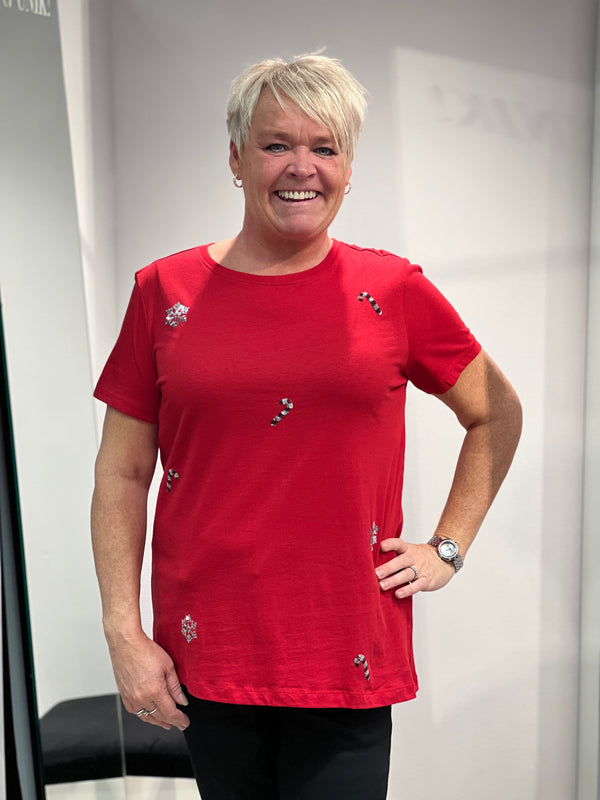 T-skjorte X-mas Red Sequins